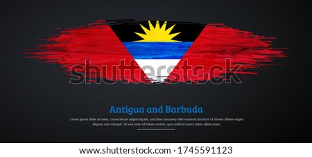 Happy independence day of Antigua and Barbuda with watercolor grunge brush flag background