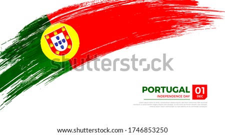 Flag of Portugal country. Happy Independence day of Portugal background with grunge brush flag illustration