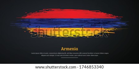 Happy independence day of Armenia with watercolor grunge brush flag background