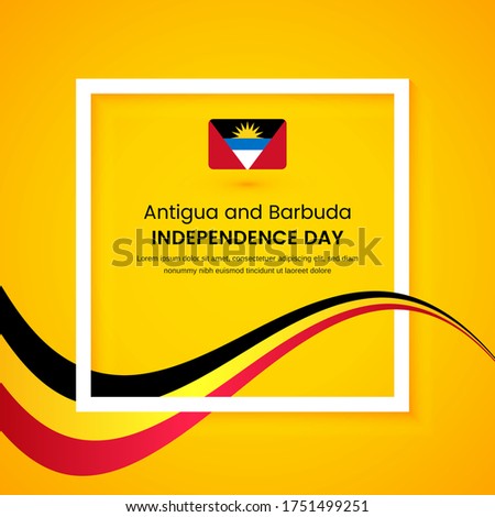 Stylish Antigua and Barbuda country independence day concept illustration with tricolors wave on classic greeting background