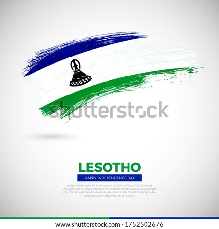 Happy independence day of Lesotho country. Artistic grunge brush of Lesotho flag illustration
