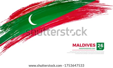 Flag of Maldives country. Happy Independence day of Maldives background with grunge brush flag illustration