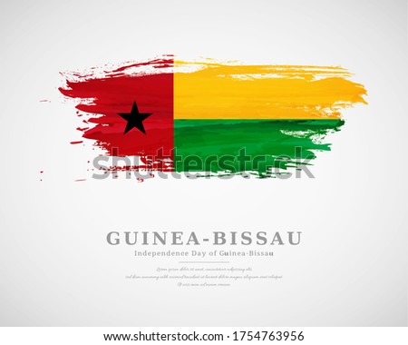 Happy independence day of Guinea-Bissau with artistic watercolor country flag background