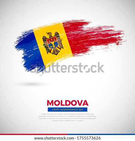 Happy independence day of Moldova country. Elegant grunge brush of Moldova flag illustration