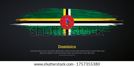 Happy independence day of Dominica with watercolor grunge brush flag background