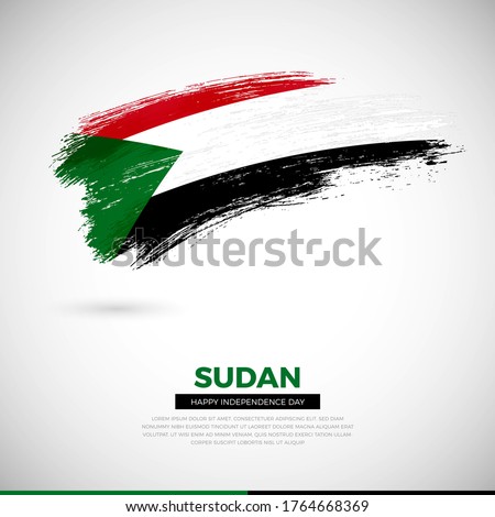 Happy independence day of Sudan country. Artistic grunge brush of Sudan flag illustration
