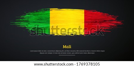 Happy independence day of Mali with watercolor grunge brush flag background