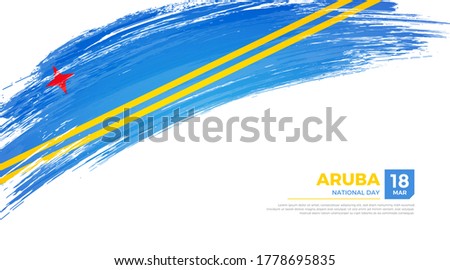 Flag of Aruba country. Happy national day of Aruba background with grunge brush flag illustration