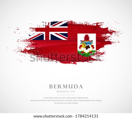 Abstract watercolor brush stroke flag for Bermuda Day