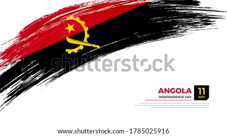 Flag of Angola country. Happy Independence day of Angola background with grunge brush flag illustration