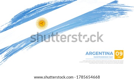 Flag of Argentina country. Happy Independence day of Argentina background with grunge brush flag illustration