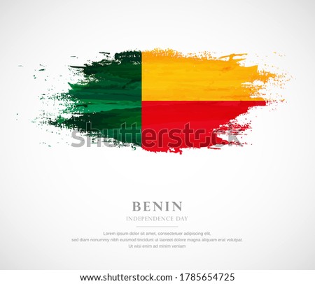 Abstract watercolor brush stroke flag for independence day of Benin