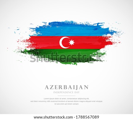 Abstract watercolor brush stroke flag for independence day of Azerbaijan