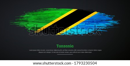 Happy independence day of Tanzania with watercolor grunge brush flag background