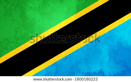 Watercolor texture flag of Tanzania. Creative grunge flag of Tanzania country with shining background