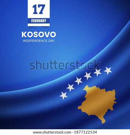 Creative Kosovo flag on fabric texture. Vintage style independence day background
