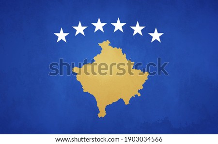 Watercolor texture flag of Kosovo. Creative grunge flag of Kosovo country with shining background