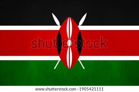 Watercolor texture flag of Kenya. Creative grunge flag of Kenya country with shining background