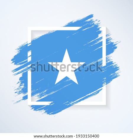 Brush flag of Somalia with grunge abstract brush stroke on white frame background