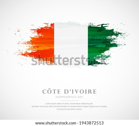Abstract watercolor brush stroke flag for independence day of Cote dIvoire