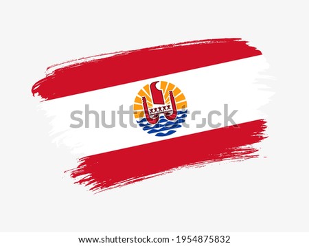 French Polynesia flag made in textured brush stroke. Patriotic country flag on white background