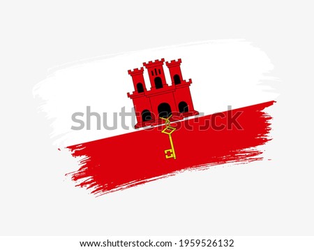 Gibraltar flag made in textured brush stroke. Patriotic country flag on white background