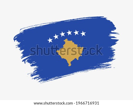 Kosovo flag made in textured brush stroke. Patriotic country flag on white background