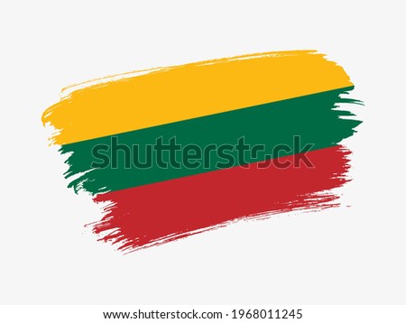 Lithuania flag made in textured brush stroke. Patriotic country flag on white background