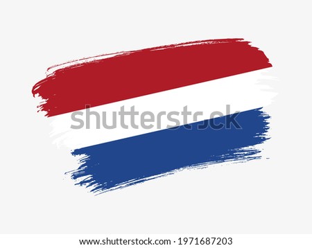 Netherlands flag made in textured brush stroke. Patriotic country flag on white background