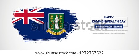 Abstract flag of British Virgin Islands on hand drawn brush strokes. Happy commonwealth Day with grunge style vector background