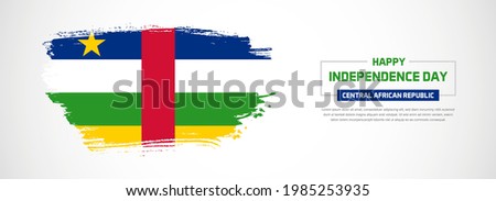 Abstract flag of Central African Republic on hand drawn brush strokes. Happy Independence Day with grunge style vector background