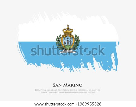 Creative textured flag of San Marino with brush strokes vector illustration
