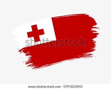 Tonga flag made in textured brush stroke. Patriotic country flag on white background