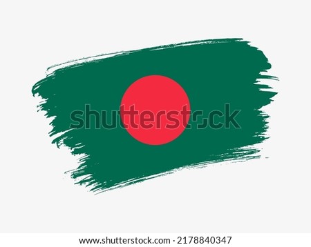 Bangladesh flag made in textured brush stroke. Patriotic country flag on white background