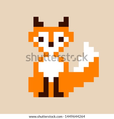 
8 bits, pixel fox, vector illustration