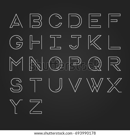 Modern linear uppercase alphabet design,Minimalist style. Vector Illustration