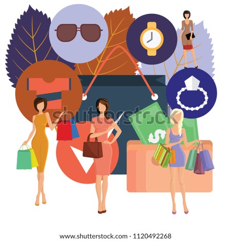 Vector illustration of a flat design Business shoping.