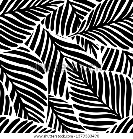 Similar – Image, Stock Photo Palm leaf in black and white close up