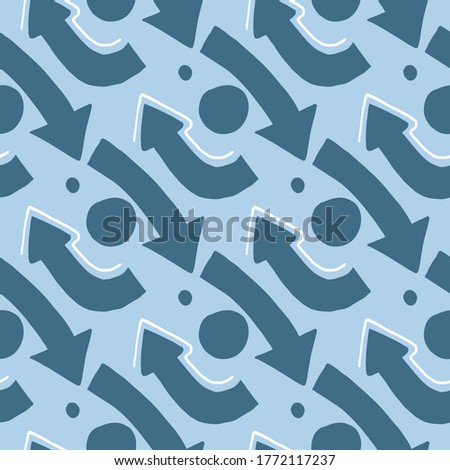 Rotation arrows geometric pattern. Abstract elements in turquoise and blue tones. Simple wallpaper. Designs for wrapping paper, textile, fabric. Vector illustration.