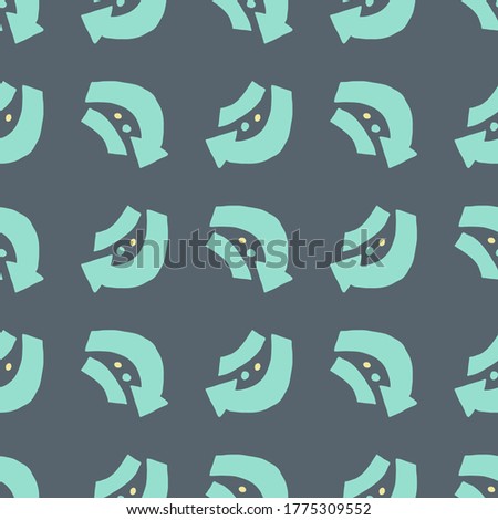 Geometric turquoise arrows seamless pattern. Pastel blue background. Simple design. Perfect for wrapping paper, wallpaper, textile, fabric. Vector illustration.