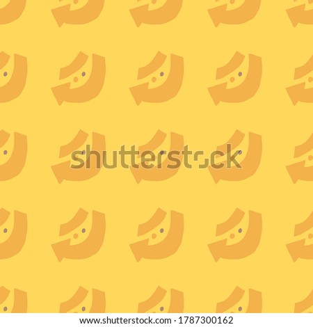 Geometric abstract arrow symbol seamless pattern. Orange elements with yellow background. Simple backdrop. Designed for wrapping paper, wallpaper, textile, fabric. Vector illustration.