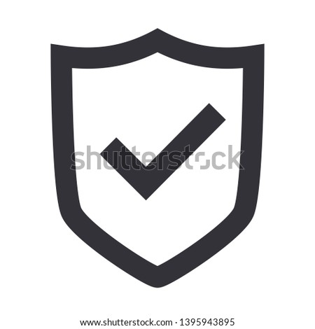 Protection shield with checkmark inside vector icon symbol