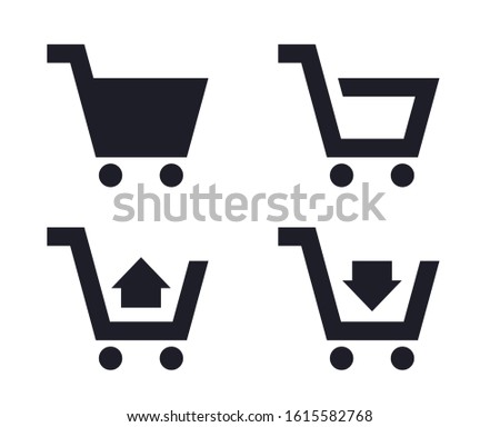 Simple full and empty shopping cart symbol icon