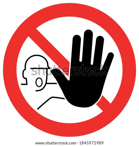 Red stop sign with hand symbol icon vector