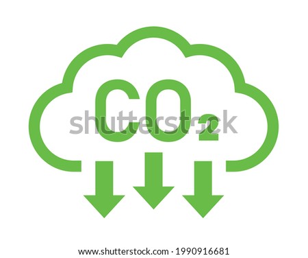 Green cloud co2 reduction vector icon