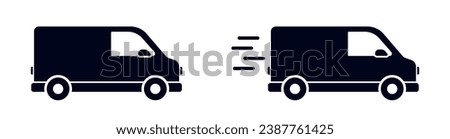 Van transporter and delivery truck vector icon