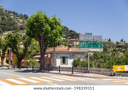 EZE, FRANCE - JUNE 18, 2013: Photo of road signs