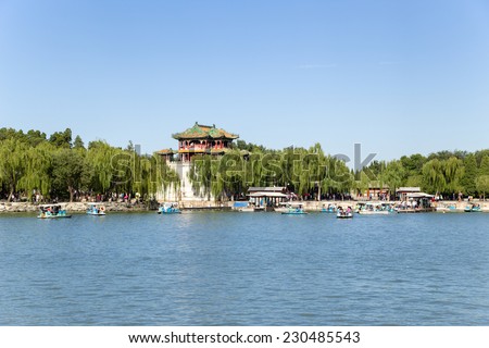 CHINA, BEIJING -  SEP 8, 2014: Photo of Summer Imperial Palace (Yihe Yuan). Kunming Lake