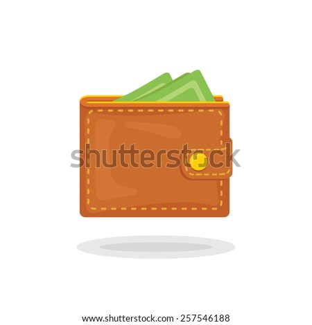 Vector icon of a beautiful wallet with money in trendy flat style