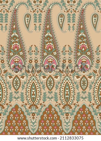 all over geometrical border vector paisley pattern on brown background